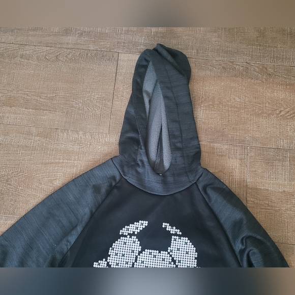 Tek Gear warm Tek grey heather & black soccer ball hooded sweatshirt L 14-16) - Picture 6 of 7